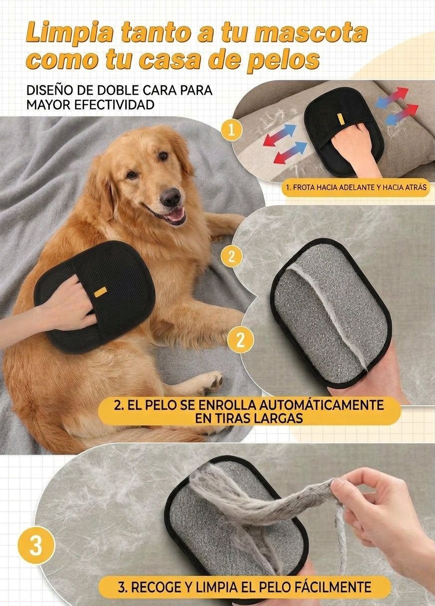 Manopla quita pelos para mascotas – sofá limpio en una pasada