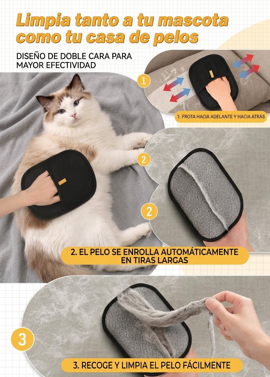 Manopla quita pelos para mascotas – sofá limpio en una pasada